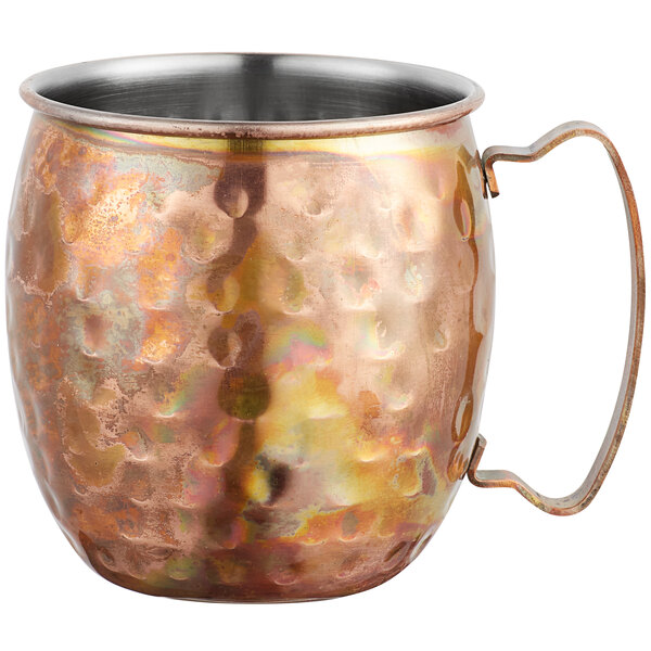 Hammered Copper Moscow Mule Mug Capacity 16 Ounce with Copper Handle 