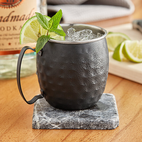 Acopa Alchemy 16 oz. Hammered Black Moscow Mule Mug 4/Pack