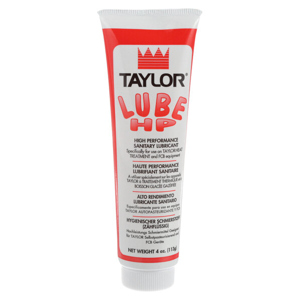 A white tube of Taylor high performance lube with red and white text.