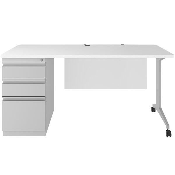 Hirsh Industries 24226 White / Arctic Silver Mobile Single Pedestal