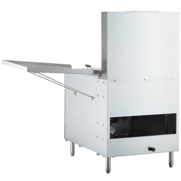 An Avantco natural gas flat bottom fryer with an open door.
