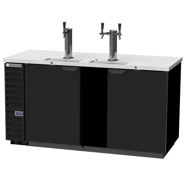 Beverage-Air DD68HC-1-B-072 1 Double and 1 Triple Tap Kegerator Beer Dispenser with Left Side Compressor - Black, 3 (1/2) Keg Capacity