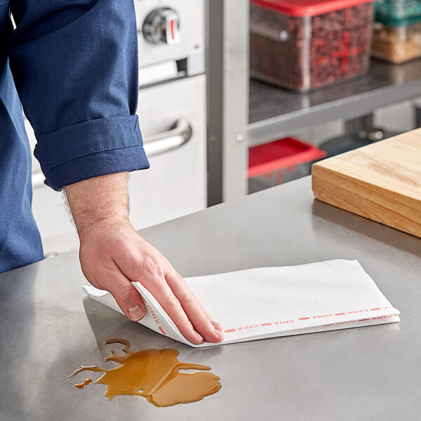 Chicopee 8250 Chix® 13" x 24" White / Red MediumDuty Foodservice Towel