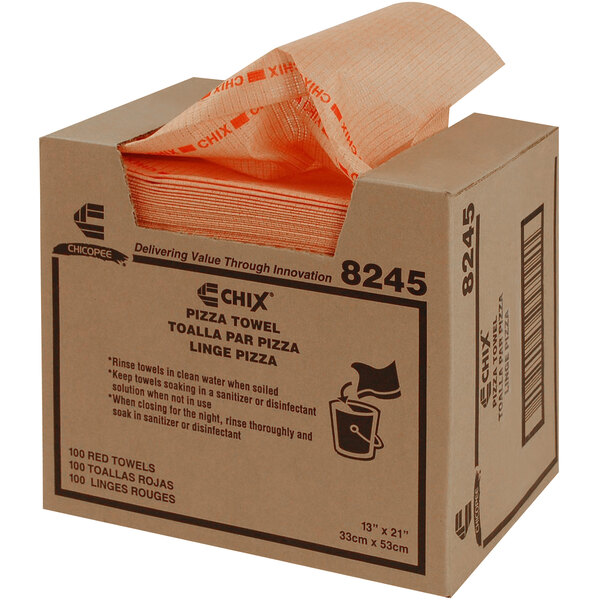 Chicopee 8245 Chix® 13" x 21" Red MediumDuty Foodservice Pizza Towel