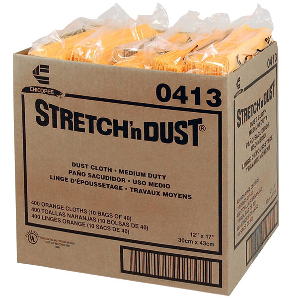Chicopee 0413 Stretch'n Dust 12" x 17" Orange Medium-Duty Dusting Cloth - 400/Case