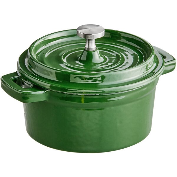 7 Qt Enameled Cast Iron Covered Tall Round Dutch Oven - Basil