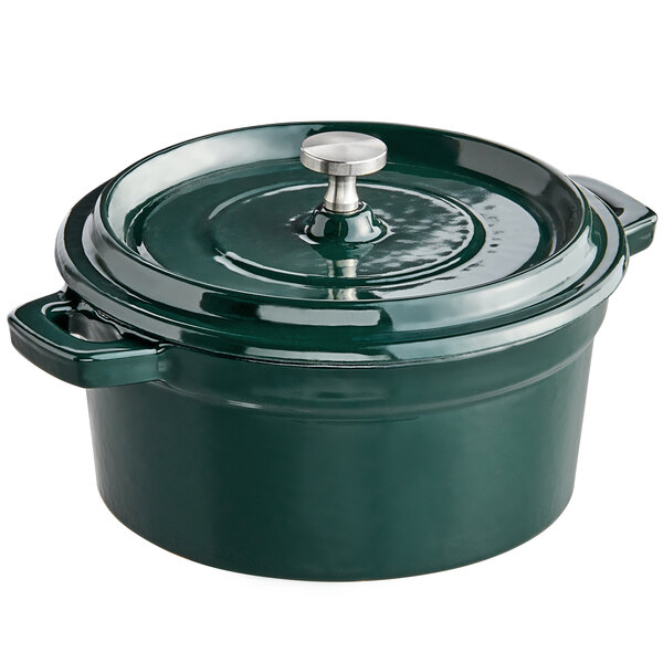 Valor 16 oz. Bistro Green Enameled Mini Cast Iron Pot with Cover