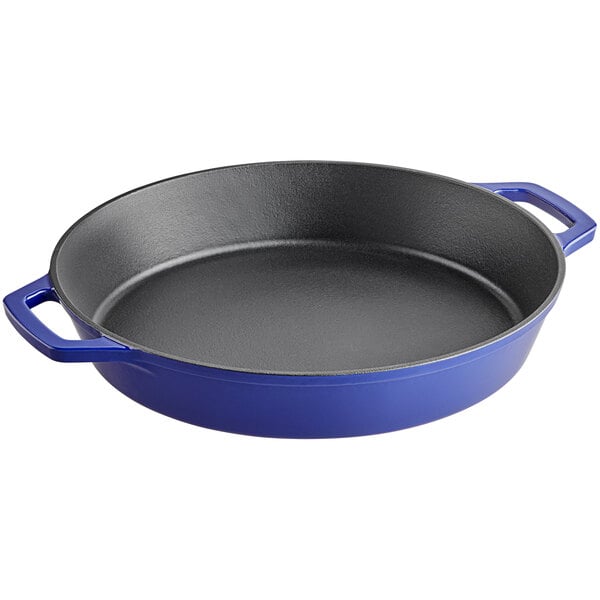 Valor 17 Galaxy Blue Enameled Cast Iron Skillet with Dual Handles