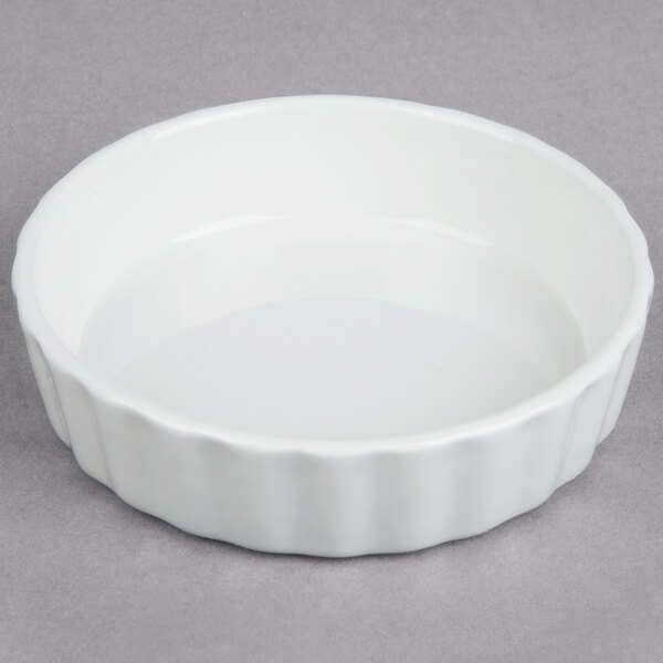 Tuxton BPK0805 8 oz. Porcelain White Round Fluted China Souffle