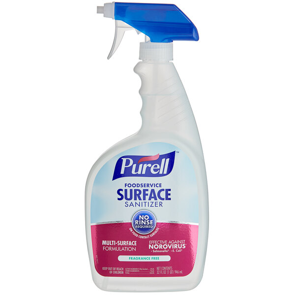 Purell 3341-06 1 Qt. / 32 oz. Fragrance Free Foodservice Surface Sanitizer with (2) Spray Triggers - 6/Case