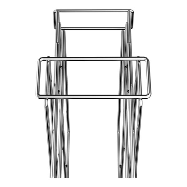 A chromate finish wire wine rack module designed to hold 45 bottles.