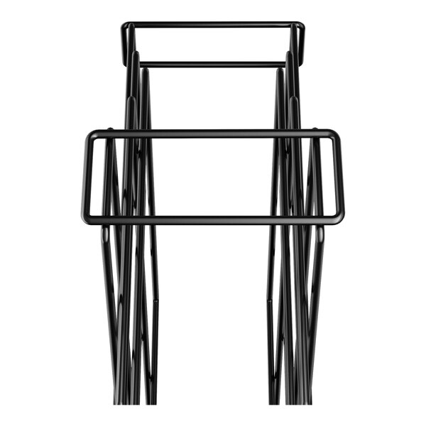 A black wire wine rack module designed to hold up to 45 bottles.