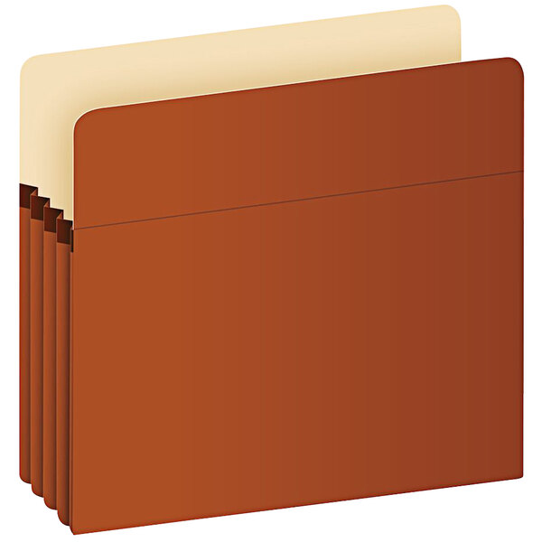 A brown Pendaflex letter size expanding file pocket with three open tabs.