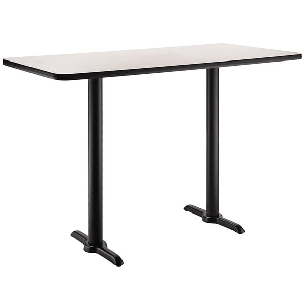 Table Height Restaurant Table 30" x 48" Black Laminate Table Top With Base 