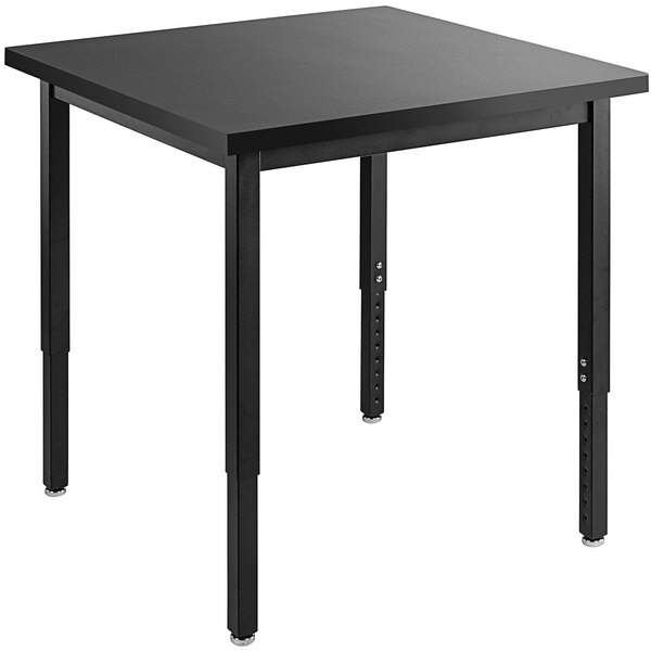National Public Seating 30" x 30" Height Adjustable Black Steel Science