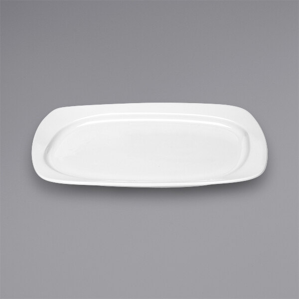 A white rectangular Bauscher porcelain platter with a wide rim.