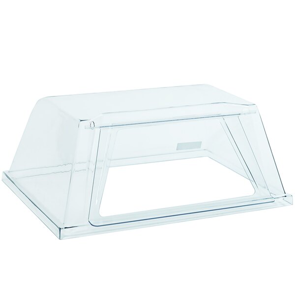 A clear plastic container with a clear plastic cover for Nemco 8010 Series Hot Dog Grills.
