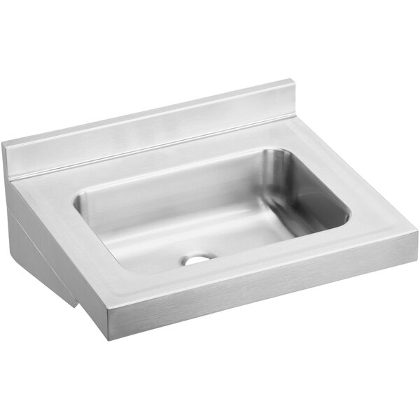 Elkay ELV22190 Stainless Steel Wall Hung Single Bowl ADA Lavatory Sink with No Faucet Holes - 16" x 11 1/2" x 5 1/2" Bowl