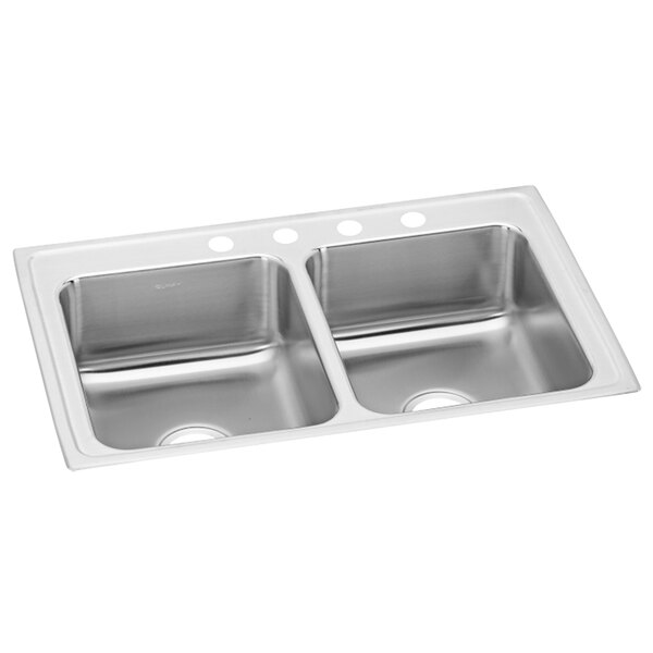 Elkay LRAD2918553 Lusterstone Classic Double Bowl ADA Drop-In Sink with Three Faucet Holes - 12" x 12" x 5 3/8" Bowl