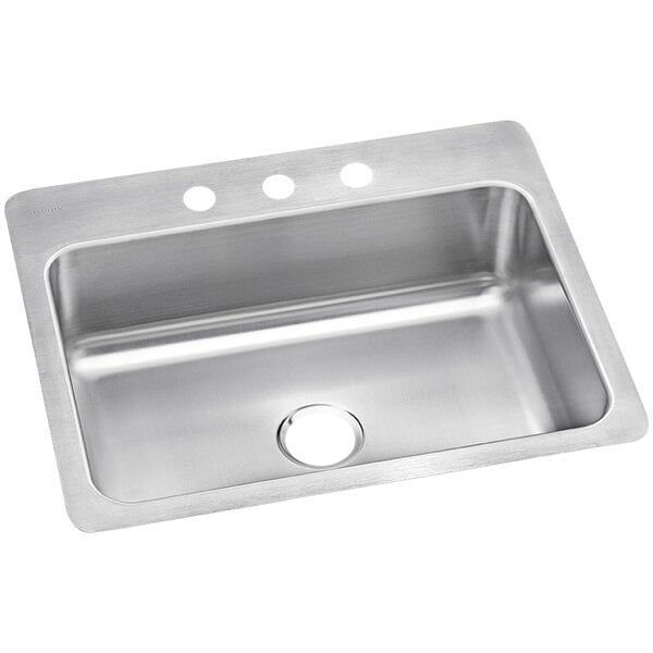 Elkay DSESR127223 Dayton Single Bowl Drop-In Dual Mount Sink with Three Faucet Holes - 24" x 16" x 8" Bowl
