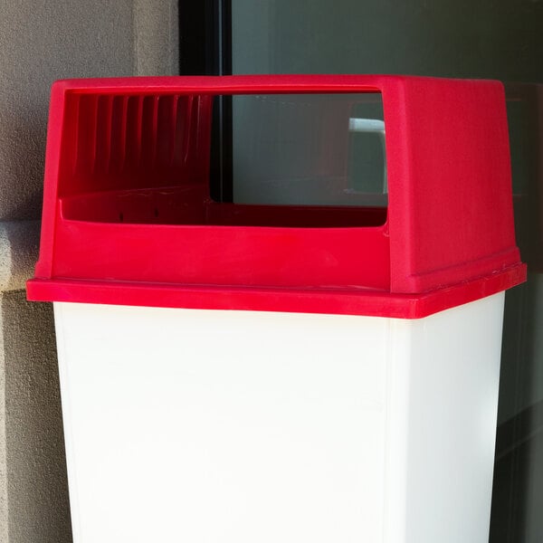 Rubbermaid FG256V00RED Glutton Red Square Hooded Top Lid Without Doors for FG256B00 Container
