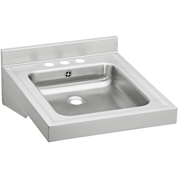 Elkay WCLWO1923OSD3 Sturdibilt Walk Hung Single Bowl ADA Lavatory Sink with Three Faucet Holes and Overflow Assembly - 16" x 13 1/2" x 4" Bowl
