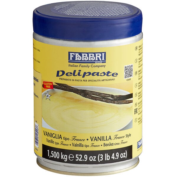 A jar of Fabbri French Vanilla Flavoring Paste with a white label.