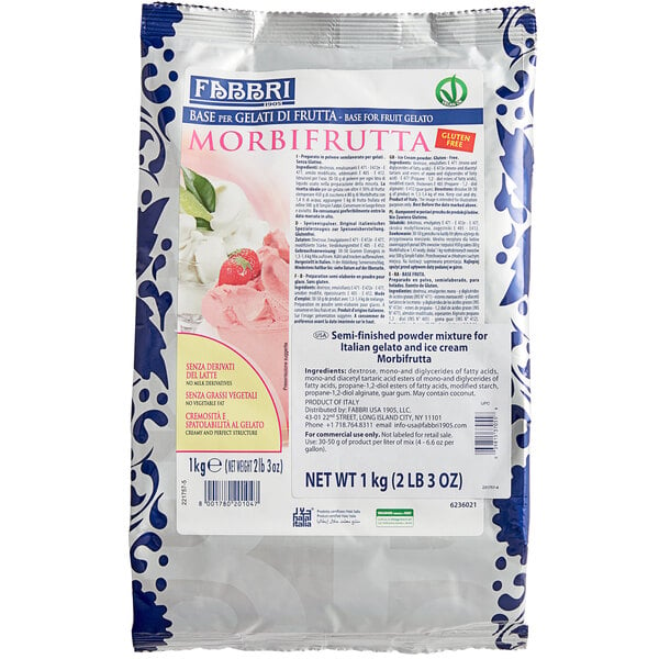 A package of Fabbri Morbifrutta Gelato / Sorbet Base on a white background.