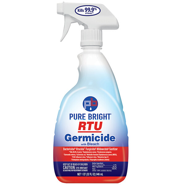 KIK Pure Bright 32 oz. / 1 Qt. All Purpose Ready-to-Use Germicidal Cleaner with Bleach - 9/Case