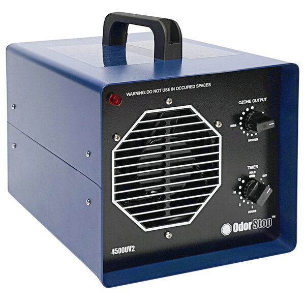 An OdorStop OS4500UV2 ozone generator box with a vent.