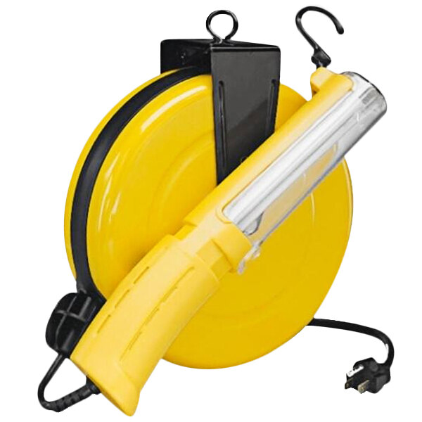 Lind Equipment LE2930 Work Light Reel with 13W Compact Fluorescent Light  with Outlet - 30' 16/3 SJT Cable