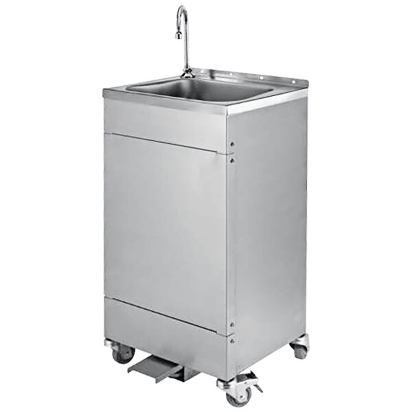 T&S TPS1010-B0520V5 Hands-Free Portable Handwashing Station with Foot-Operated Gooseneck Faucet and (2) 6.5 Gallon Water Tanks