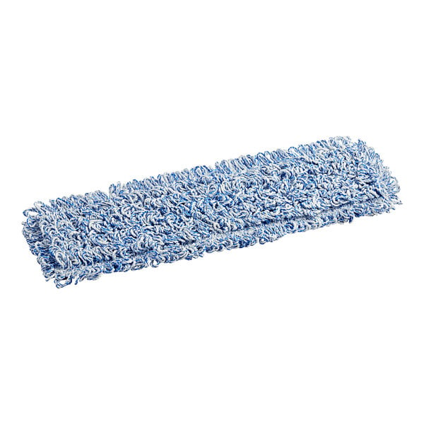 Lavex 16" Blue Microfiber Hook & Loop Looped End Wet / Dry Mop Pad