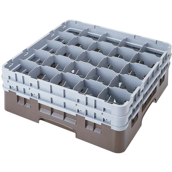 Cambro 25S434167 Camrack 5 1/4" High Customizable Brown 25 Compartment Glass Rack