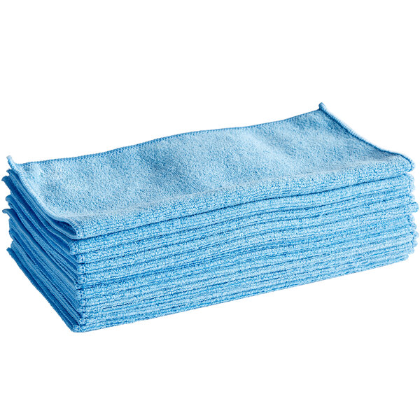 Lavex Blue Microfiber Bar Towel - 12/Pack