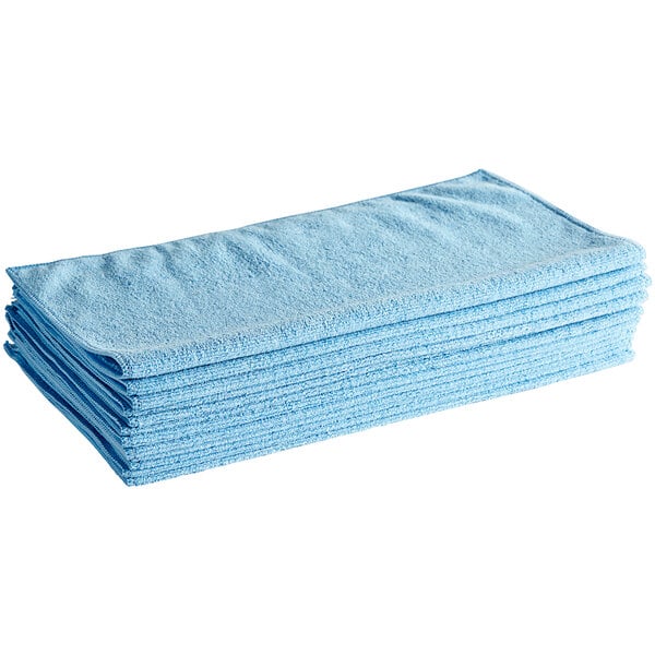 Lavex 16 x 16 Blue Microfiber General Purpose Cloth - 12/Pack