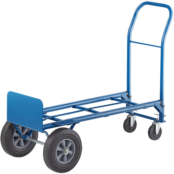 Lavex 500 lb. Blue 2in1 Convertible Hand Truck With 10" Solid Rubber