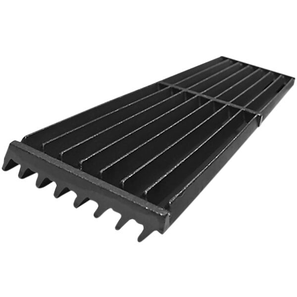 A black metal grate with holes for Globe charbroilers.