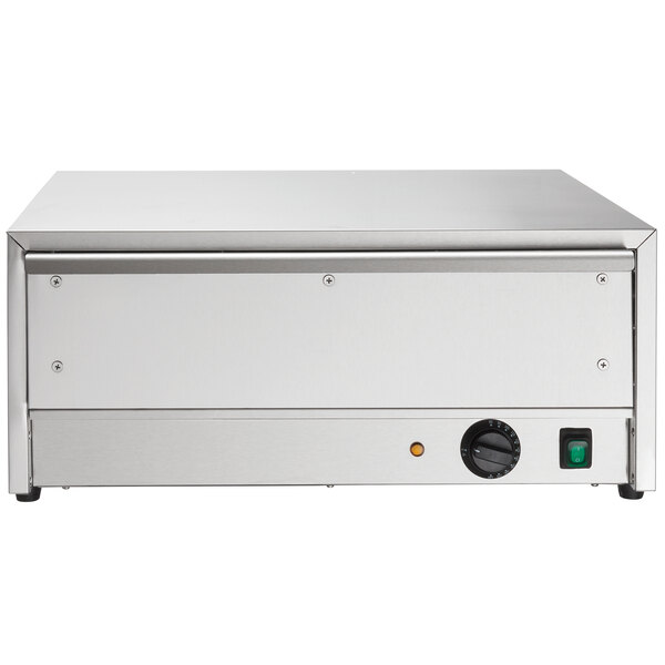 An Avantco stainless steel hot dog bun warmer kit on a counter.