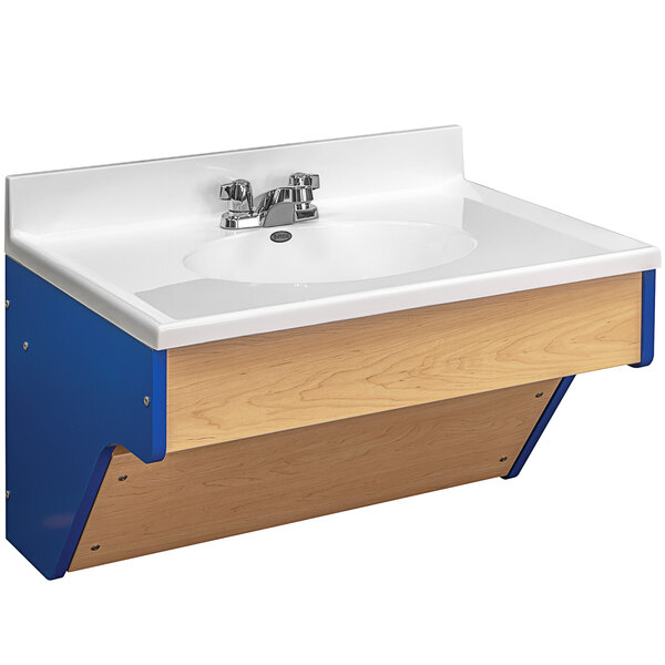 Tot Mate TM8360R.S3322 Royal Blue and Maple Single Laminate Wall Vanity - 31" x 21" x 21 1/2"; Unassembled