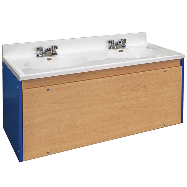 Tot Mate TM8352R.S3322 Royal Blue and Maple Double Laminate Floor Vanity - 49" x 21" x 21 1/2"; Unassembled