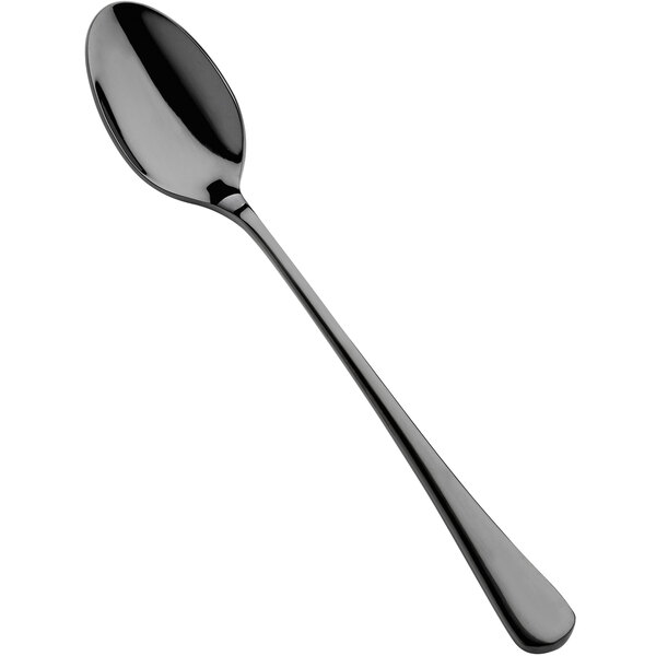 A Bon Chef stainless steel iced tea spoon with a black handle and silver spoon.