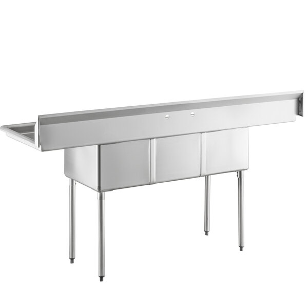 Steelton 84" 18Gauge Stainless Steel Three Compartment Commercial Sink