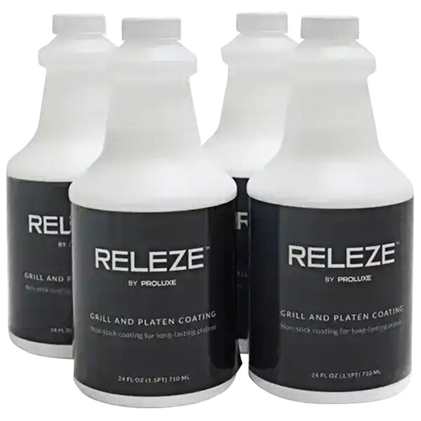 A pack of white Proluxe RELEZE4 bottles with black labels.
