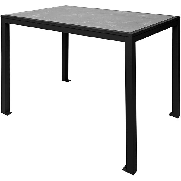 A black rectangular BFM Seating bar height table with black aluminum legs.
