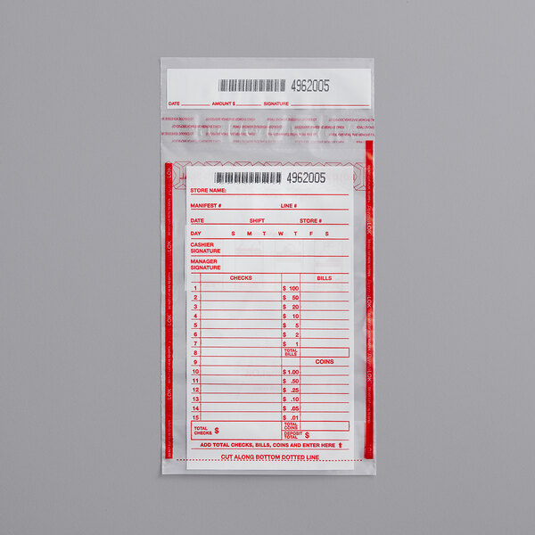 A white plastic bag with red writing for Controltek USA PermaLok till deposits.