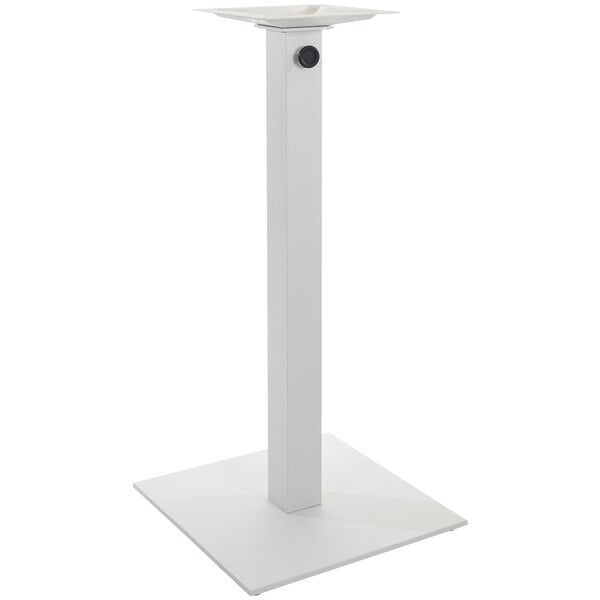 BFM Seating Margate Bar Height Outdoor / Indoor 24" White Square Table Base with Umbrella Hole
