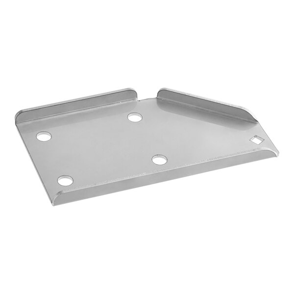 An Avantco bottom right hinge plate for refrigeration equipment with holes.