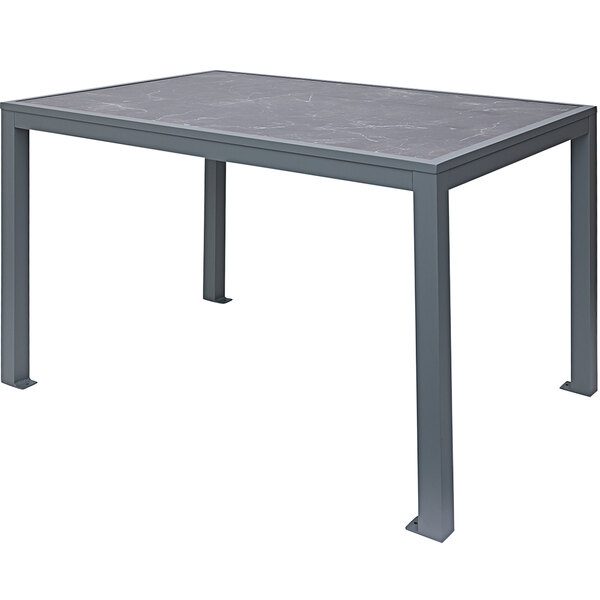 A grey rectangular BFM Seating table with legs.