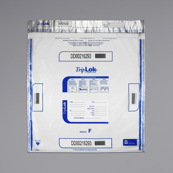 A clear plastic Controltek USA tamper-evident cash deposit bag with blue text.